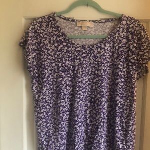 Michael Kors Purple Flowered Top Size Large